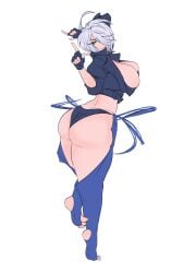 1girls angel_(kof) big_ass big_breasts blue_eyes clothed clothed_female fat_ass feet from_behind huge_ass huge_breasts jacket king_of_fighters leather leather_clothing light-skinned_female light_skin looking_at_viewer molutw pale-skinned_female pale_skin panties short_hair standing tagme tagme_(artist) thick thick_ass thickness white_hair