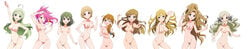 6+girls :d aqua_eyes baba_konomi blonde_hair blush breasts brown_eyes brown_hair female fukuda_noriko green_eyes green_hair grey_hair handa_roko happy idolmaster idolmaster_million_live! kousaka_umi light_brown_hair lineup long_hair long_image looking_at_viewer maihama_ayumu maroon_eyes multicolored_hair multiple_girls nagayoshi_subaru navel nikaidou_chizuru nipples nude open_mouth pink_eyes pink_hair pubic_hair pussy shimabara_elena shinomiya_karen short_hair signature simple_background small_breasts smile streaked_hair uncensored vzmk2 white_background wide_image