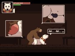 2016 anal anal_sex animal_genitalia animal_penis animated anthro ass balls bear closed_eyes duo erection fur loop mabit male mammal nude penetration penis pixel_art polar_bear sex spread_legs spreading video_games white_fur yaoi