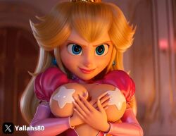 3d ai_generated big_boobs big_breasts big_eyelashes big_tits blonde-haired_female blonde_eyebrows blonde_female blonde_hair blonde_sideburns blue_earrings blue_eyes boobs boobs_out breasts breasts_out crown dress_open eyelashes grok grok_imagine illumination_entertainment light-skinned_female light_skin lipstick long_nails long_sleeves mario_(series) movie nintendo pasties pervert_smile pink_dress pink_lips pink_nails pink_sleeves princess princess_dress princess_peach princess_peach_(movie) royal star_pasties super_mario_bros. super_mario_galaxy_(2026_film) tagme thin_eyebrows tits tits_out white_pasties woman yallahs80 yellow_eyebrows yellow_hair yellow_hair_female