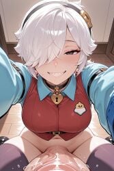 1futa ai_generated blue_shirt brawl_stars colette_(brawl_stars) collar dickgirl erection futa_only futanari hair_over_one_eye hairband hand_on_head hands huge_cock long_sleeves looking_at_viewer medium_breasts penis pov purple_thighhighs sharp_teeth slop-o-mixer smile smiling_at_viewer solo solo_futa taker_pov white_hair
