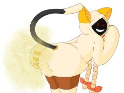 drawful-s arc_system_works blazblue taokaka animal_humanoid felid felid_humanoid feline feline_humanoid humanoid kaka_(blazblue) mammal mammal_humanoid 2026 4:3 digital_drawing_(artwork) digital_media_(artwork) hi_res bent_over big_butt biped braided_hair butt cloak cloak_only clothed clothing dark_body dark_skin dipstick_tail dot_eyes fart fart_cloud fart_fetish female furgonomics grin grinning_at_viewer hair hair_bows hood legwear long_hair looking_at_viewer looking_back looking_back_at_viewer markings one_eye_closed onomatopoeia pigtails raised_tail rear_view red_eyes shadow_face sharp_teeth simple_background simple_eyes smile smiling_at_viewer solo sound_effects tail tail_markings tan_hair teeth text thick_thighs twin_braids white_background wink winking_at_viewer