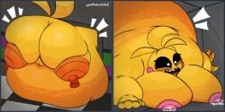 animatronic animatronic_female beakless big_belly big_breasts chicken chicken_girl fat fat_female fat_fetish female five_nights_at_freddy's five_nights_at_freddy's_2 fnaf lactating lactation overweight overweight_female phasianid robot robot_girl scottgames solo toy_chica_(fnaf) uponthebunkbed yellow yellow_skin
