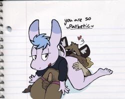 2021 2boys 4_toes aggressive_retsuko aggretsuko anthro artist_request bottomless dialog dialogue donkey eating_feces equid equine erect_penis erection feces feces_in_mouth feces_on_body feces_on_penis feces_pile furry gay haida_(aggretsuko) heart humanoid_genitalia humanoid_penis hyena male male/male male_only netflix notebook notebook_paper_background partially_clothed penis sanrio scat scat_eating source_request tadano_(aggretsuko) tagme teasing text underwear