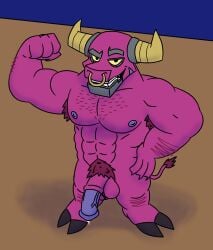 alex_yeena anthro armpit_hair balls bara barazoku bovid bull bull_horns demon_bull_king equine_penis flaccid flexing furry horns horsecock lego lego_monkie_kid male male_only muscles muscular nose_ring nude penis solo solo_male