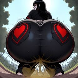1girls ass fart gothic_girl pajamas