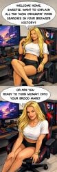 ai_generated bimbo caught computer computer_monitor confrontation cougar cougar_milf creampie_request cropped_shirt cropped_top cswiz english_text fully_clothed gaming_chair gaming_headset inviting inviting_to_sex looking_at_viewer milf mommy mommy_kink mother_and_son multiple_images older_female older_female_and_younger_male tagme talking_to_viewer tall_image yoga_shorts