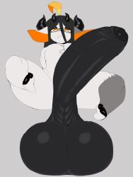 2025 4_horns anthro balls big_balls big_ears big_penis black_balls black_foreskin black_hair black_horn bovid caprine chest_tuft digital_drawing_(artwork) digital_media_(artwork) erection eyewear foreskin front_view fur genital_raphe genitals glasses goat grey_background grey_body grey_fur hair head_horn hi_res hooved_toes hooves horizontal_pupils horn huge_balls huge_cock humanoid_genitalia humanoid_penis hyper hyper_balls hyper_genitalia hyper_penis jjsinchan male male_anthro mammal mouth_closed multi_horn multicolored_body multicolored_fur nude nude_anthro nude_male orange_eyes partially_retracted_foreskin penis pupils raphe_(anatomy) scrotal_raphe simple_background solo tuft wearing_glasses white_body white_fur