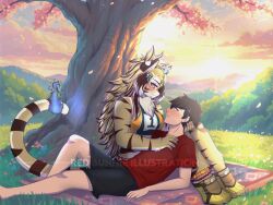 catgirl cute date durga_(tokyo_afterschool_summoners) furry karthus_(oc) no_sex sfw tokyo_afterschool_summoners wholesome