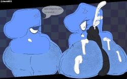 31shoebill angry battle_for_dream_island big_ass big_penis black_penis blue_skin cum cum_on_body cumshot eyelashes fat_ass freckles freckles_on_ass hotdogging one_(bfdi) thick_thighs