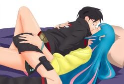 2girls accurate_art_style accurate_body_type ada_(boruto) ass ass_grab black_hair blue_hair blush boruto:_two_blue_vortex closed_eyes clothed enemies_to_lovers faithful_to_the_anime female female/female female_only glasses indoors kiss kissing lesbian_couple light-skinned_female light_skin long_hair lying_on_back lying_on_bed lying_on_person messy_hair multicolored_hair multiple_females multiple_girls naruto naruto_(series) optimystic orange_hair petite pink_hair romantic romantic_couple sarada_uchiha short_hair size_difference straddling teenage_couple teenage_female teenager two-tone_hair uchiha_sarada undressing undressing_partner young younger_female yuri