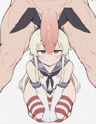 ai_generated femboy heavy_breathing kantai_collection large_penis meupfem muscular_male otoko_no_ko penis_awe shimakaze_(kantai_collection) sissy size_difference sweat sweatdrop sweating tagme very_sweaty yaoi