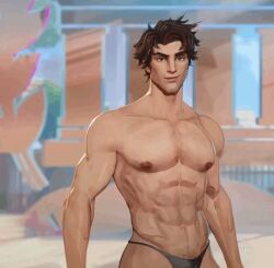 1boy 3d 3d_(artwork) 3d_animation abs bara belly_button biceps brown_eyes brown_hair chiseled_face deltoids gay gay_sex gif happy_trail haviksluz in_game_model ingame_model lean_figure light-skinned_male light_skin male male_only marvel marvel_rivals mod nipples pecs peter_parker pubic_hair shirtless smirk solo solo_focus spider-man spider-man_(marvel_rivals) spider-man_(series) thick_eyebrows thong trapezius