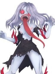 horror monster overlord_(maruyama) pale_skin red_bunnie_illustration semi_nude shalltear_bloodfallen tounge_out vampire