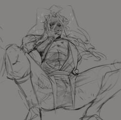 black_sclera blush blush_lines breathing_heavily claws hand_on_cheek hand_to_face heart-shaped_pupils heart_eyes hearts_around_head hot_breath jester jester_cap jester_costume jester_hat jester_outfit legs_apart legs_spread lipstick_mark lipstick_marks lipstick_on_chest lipstick_on_face monster monster_boy obsessed obsessed_male obsession oneirocorrp open_shirt panting pierrot_(the_freak_circus) shaking sharp_claws shivering sketch teratophilia the_freak_circus