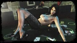 1girls 3d black_hair breasts capcom dead_rising dead_rising_2 ethaclane female female_only heels long_hair nipples pantyhose rebecca_chang solo