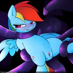 2016 anal anal_sex angry black_background blue_feathers blue_fur bound clitoris cutie_mark equine feathered_wings feathers female feral forced friendship_is_magic fur hair mammal multicolored_hair multicolored_tail my_little_pony neighday pegasus penetration pussy rainbow_dash_(mlp) rainbow_hair rainbow_tail sex simple_background solo tentacle wings