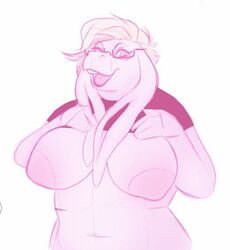 2016 animated anthro big_breasts breasts clothed clothing clothing_lift drawn eyewear female final_fantasy glasses hair mammal mature_female nu_mou queervanire shirt shirt_lift square_enix video_games