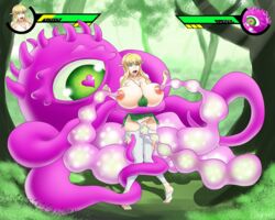 178349 blonde_hair clothing crossover eastern_and_western_character energy_drain gameplay_mechanics large_breasts marvel marvel_comics marvel_vs._capcom milking_tentacles panties shuma-gorath shuma_gorath stockings straight_hair tentacle tentacle_sucking_breasts tiffania_westwood zero_no_tsukaima