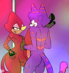 anthro ass balls chameleon cheshire_thaddeus_felonious duo espio_the_chameleon feline femboy furry girly gloves lizard male mammal penis pranky reptile scalie sonic_(series) yaoi