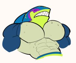 abs large_pecs male male_only pecs ripped-saurian shark solo solo_male the_shark_(yokai) yo-kai_watch