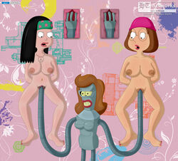 american_dad bender_bending_rodriguez breasts coilette_(futurama) crossover family_guy female female_only futurama hayley_smith ht_lgbtq_artworks humanoid meg_griffin mtf_transformation robot robot_girl rule_63 tagme