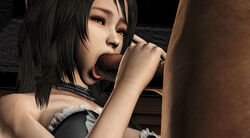 1boy 3d black_hair breasts brown_hair collarbone dark_skin fatal_frame fatal_frame_5 fellatio female highres human kozukata_yuri oral pale_skin penis pov uncensored upper_body