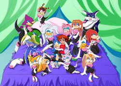 1boy 6+girls amy_rose amy_the_bat anthro big_breasts big_the_cat blaster blaze_the_cat blue_fur breasts cash chao_(sonic) chaos_(sonic) charmy_bee cheese_the_chao chris_thorndyke cleavage cosplay cream_the_rabbit espio_the_chameleon eyeshadow furry genderswap_(mtf) gun harem heart-shaped_pupils hedgehog high_heel_boots high_heels jen_foxworth_(artist) knuckles_the_echidna lipstick makeup mammal miles_prower money multiple_females multiple_girls ray_gun rouge_the_bat rouge_the_bat_(cosplay) rule_63 sega shadow_the_hedgehog silver_the_hedgehog sissy sonic_(series) sonic_the_hedgehog sonic_the_hedgehog_(series) sonic_x tails tikal_the_echidna transformation vanilla_the_rabbit vector_the_crocodile