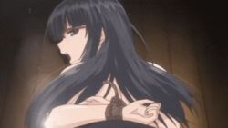 animated bare_shoulders black_hair bondage breasts breasts_out dildo female glasses love_es_m love_es_m_the_animation masturbation nipples pov slave vibrator