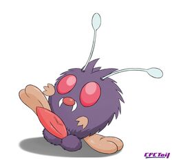 1boy antennae arthropod cpctail erection feet feral fur insect male male_only nintendo paws penis pink_eyes pokemon simple_background solo testicles text veins veiny_penis venonat video_games white_background