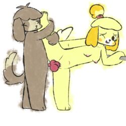 animal_crossing anthro breasts brother brother_and_sister canine digby_(animal_crossing) female fur incest isabelle_(animal_crossing) knot male mammal nintendo opposite_sex_twins piebunny sex sibling sister twincest twins vaginal_penetration video_games yellow_fur