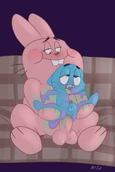age_difference ahe_gao anal anal_sex balls barefoot belly_bulge biting_lip blush buckteeth cartoon_network duo erection father_and_son feline front_view fuf furry gumball_watterson half-closed_eyes huge_cock humanoid_penis incest lagomorph legs_up lifted looking_pleasured male male_only mammal nude overweight overweight_male parent penetration penis penis_size_difference precum rabbit richard_watterson rolling_eyes signature size_difference sofa spread_legs spreading teeth the_amazing_world_of_gumball tongue tongue_out whiskers yaoi