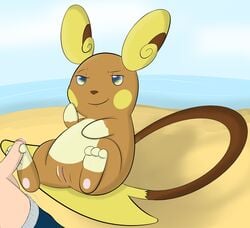 1boy 1girls 3_toes alolan_form alolan_raichu anus ass beach blue_eyes clitoris erection feet female foot_fetish footjob foreskin furry human interspecies male mammal nintendo outdoors penis pokemon pokemon_sm pokephilia precum pussy raichu rodent smile soles straight tail testicles yumei