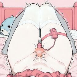 1boy ai_generated ballbusting ballbusting_orgasm bed bedroom bigduda cbt cock_and_ball_torture cock_and_balls_torture electrodes electronics femboy feminization knees_together_feet_apart lying_on_back on_back orgasm pov sissification sissy sissygasm skirt small_penis small_testicles sterilization sterilized stuffed_animal submissive_pov thick_thighs thighhighs trembling