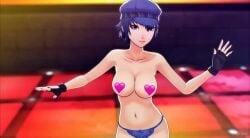 ai_assisted animated big_breasts blue_hair dancing fingerless_gloves g-string large_breasts newsboy_cap nipple_stickers panties persona persona_4 shirogane_naoto tagme tomboy video