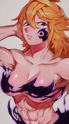 abs blush demon_girl derieri female_only highres ibuo looking_to_the_side muscular nanatsu_no_taizai orange_hair tagme the_seven_deadly_sins