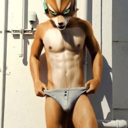 1boy abs ai_animated ai_animation ai_generated anthro biped bulge canid canine carnivalecloudmuncher clothed clothing clothing_pull ear fox fox_mccloud front_view fur furry grok_imagine headgear looking_at_viewer male mammal muscular muscular_anthro muscular_male navel nintendo nipples oystercatcher7 pecs photo_manipulation photomorph seductive sexy solo solo_male sound standing star_fox tagme tail third-party_edit topless underwear underwear_pull video vulpine