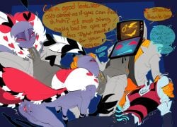 3boys bileshroom blowjob_face blowjob_only buttplug buttplug_in_ass buttplug_insertion cuck cuckold cuckolding deep_throat dominant_male domination erection gay gay_blowjob gay_domination gay_male gay_sex hazbin_hotel maledom malesub oral oral_penetration oral_sex penis penis_in_mouth penis_out plug_(sex_toy) plugged submission submissive submissive_male threesome valentino_(hazbin_hotel) vice_(bileshroom) vox_(hazbin_hotel) yaoi