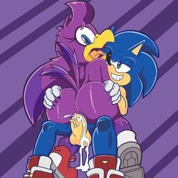 ass big_butt big_penis cum cum_in_pussy cum_inside duo escopeto exposed_torso female footwear handwear hedgehog huge_butt male mammal mostly_nude penis sonic_(series) sonic_riders sonic_the_hedgehog straight superbunnygt swallowing wave_the_swallow