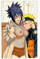 1girls accurate_art_style adult_and_teenager ai_generated before_sex belt black_hair blue_eyes bodysuit breast_focus breast_press breasts breasts_out clothing coat exposed_breasts face_against_breast female female_focus female_only fishnets flashing flashing_breasts flirting forehead_protector grin headband high_resolution imminent_sex konohagakure_symbol manga_style masashi_kishimoto_style mitarashi_anko naruto naruto_(series) naruto_shippuden naughty naughty_face naughty_smile necklace no_bra older_male_and_younger_female oppai ponytail presenting presenting_breasts seducing see-through see-through_clothing showing_breasts shunchi skirt smile tease teasing trenchcoat uncensored undressing upper_body uzumaki_naruto yellow_hair