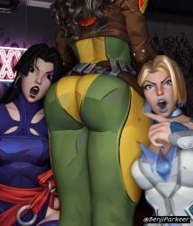 3d 3d_(artwork) 3girls ass ass_awe ass_focus assisted_presentation benjiparker big_ass blender blender_(software) clothed emma_frost emma_frost_(marvel_rivals) faceless_female huge_ass lesbian looking_at_viewer marvel marvel_rivals pointing presenting_ass psylocke psylocke_(sai) psylocke_(sai)_(vengeance) rogue_(marvel_rivals) rogue_(x-men) screaming standing yuri