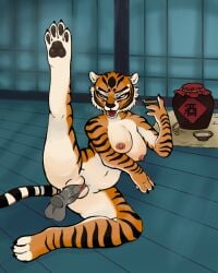 alcoholic_drink breasts dwarf_lover female furry kung_fu_panda master_tigress vaginal_penetration