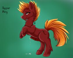 2016 bedroom_eyes cum cutie_mark dripping equine fan_character half-closed_eyes heart hooves looking_at_viewer male mammal my_little_pony orange_eyes penis pepper_pony seductive serenity simple_background solo