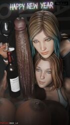 1futa 2girls 3d absurdly_large_cock alcohol balls big_balls big_breasts big_penis blue_eyes breasts brown_hair chloe_price clothed_female cock comparing_penis completely_nude dark-skinned_futa dark_skin female fff_threesome futa_with_female futanari group holidays huge_breasts huge_cock interracial intersex life_is_strange life_is_strange:_double_exposure life_is_strange:_true_colors light-skinned_female light_skin looking_at_partner max_caulfield max_caulfield_(double_exposure) multicolored_hair new_year nipples nude nude_futa penis red_lj self_upload size_comparison testicles threesome trio two-tone_hair watermark
