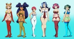 6girls alternate_costume big_breasts blonde_hair blue_hair bra bubble_butt cameltoe crossover dlobo777 empty_eyes erect_nipples_under_clothes female female_only femsub garter_belt garter_straps georgia_(pokemon) green_hair hair_ornament hi_res hiiragi_yuzu iris iris_(pokemon) kamishiro_rio kotori_mizuki large_breasts lingerie long_hair midriff multiple_girls multiple_subs nintendo pink_hair pokemon pokemon_(anime) pokemon_black_and_white pokemon_bw2 pokemon_x_and_y purple_hair rio_kamishiro rio_kastle see-through serena serena_(pokemon) short_hair thighhighs thong tori_meadows twintails yu-gi-oh! yu-gi-oh!_arc-v yu-gi-oh!_zexal zuzu_boyle
