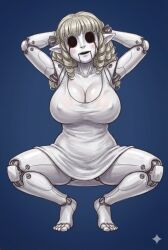 ai_generated baron_(fantasy_high) blonde_hair curly_hair dimension_20 doll fantasy_high hairbow puppet squatting