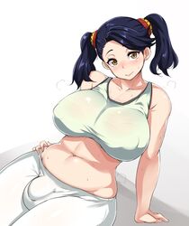 1futa alternate_hair_color arm_support ball_bulge balls balls_under_clothes bare_shoulders belly belly_button big_breasts black_hair breasts brown_eyes bulge chubby clothed clothes clothing erect_nipples flaccid fully_clothed futa_only futa_sans_pussy futanari goth gundam gundam_build_fighters gundam_build_fighters_try hips huge_breasts human human_only humanoid intersex intersex_only large_breasts looking_at_viewer mammal midriff moisture_(chichi) navel nipple_bulge nipples pants penis penis_bulge penis_under_clothes sazaki_kaoruko smell smile smiling smiling_at_viewer solo solo_female sweat sweating testicles thick thick_thighs thighs trembling twintails voluptuous wide_hips yoga_pants