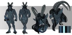 2026 5_fingers anthro balls big_balls big_penis black_body black_fur bovid caprine demon demon_bexx_(bexx) didihell digital_media_(artwork) fingers fur genitals goat horn ibex male mammal muscular muscular_anthro muscular_male nude penis reference_image sex