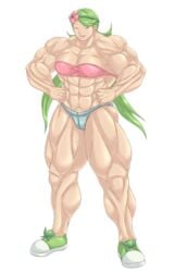 1girls abs alpha_channel armpits belly big_breasts bra breasts cleavage dark-skinned_female dark_skin erect_nipples erisabatt extreme_muscles eyelashes female female_only flexing flower green_eyes green_hair hairband human long_hair looking_at_viewer mallow_(pokemon) missymuscle muscles muscular muscular_female navel nintendo nipples open_mouth panties pokemon pokemon_sm shoes short_hair smile sneakers solo standing swimsuit teeth thick_thighs thong tongue twintails wide_hips wink