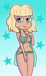 blonde_hair breasts disney disney_channel disney_xd female female_only jackie_lynn_thomas lingerie mrcrabx10 nipples solo star_vs_the_forces_of_evil straight_hair tan-skinned_female white_female